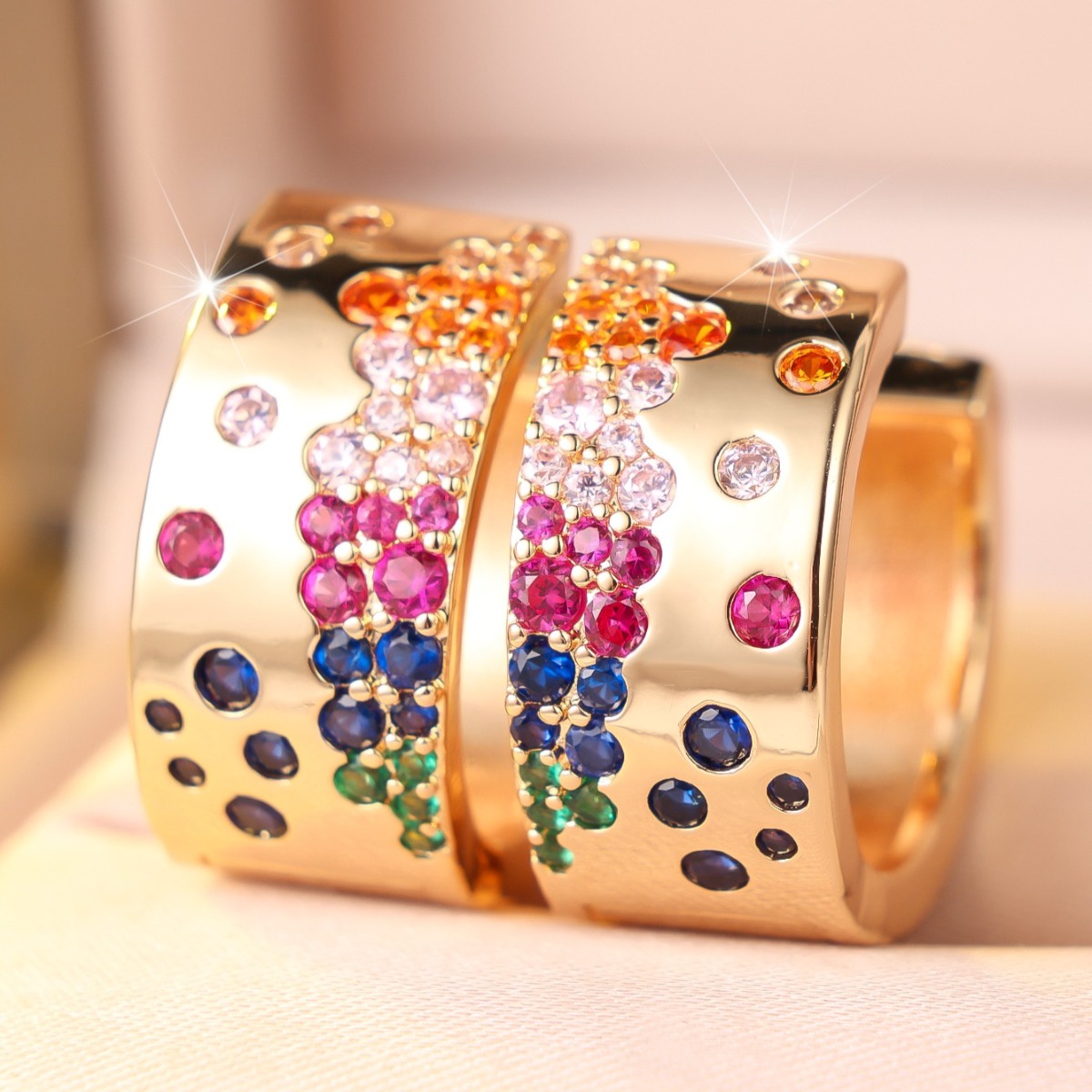 Men's Retro Colorful Zircon Stud Earrings